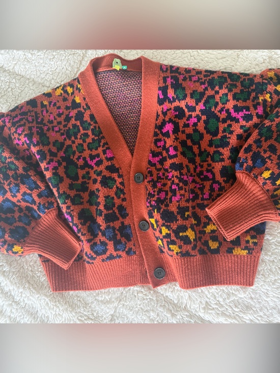 FARM Rio Jackets & Blazers - FARM RIO Rust Multicolor Leopard Print Button Cardigan